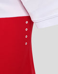 Red side panel with white eyelets beside a white sleeve cuff on the FC Utrecht fourth kit