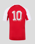 Back view of a red FC Utrecht 24/25 fourth shirt for men with a large white number 10 on the back.
