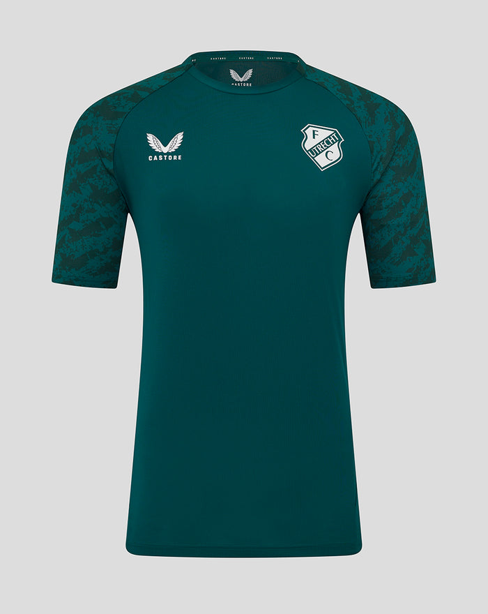 Teal FC Utrecht training shirt with camo patterned sleeves and crest on the chest