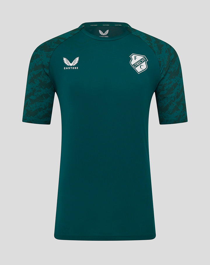 Teal FC Utrecht training shirt for men with camo patterned sleeves and the club crest on the chest