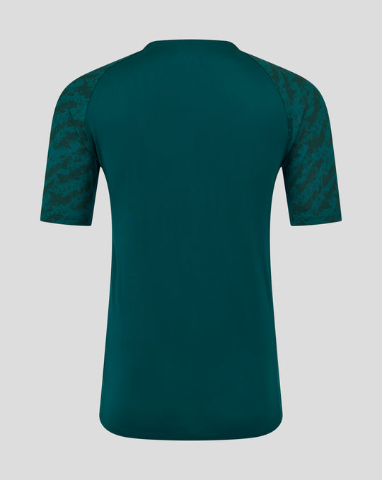 Back view of a green FC Utrecht junior training shirt with camo patterned sleeves