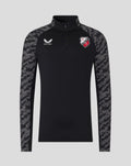 FC Utrecht training midlayer top in black with camouflage sleeves and a quarter zip, featuring the team crest on the chest