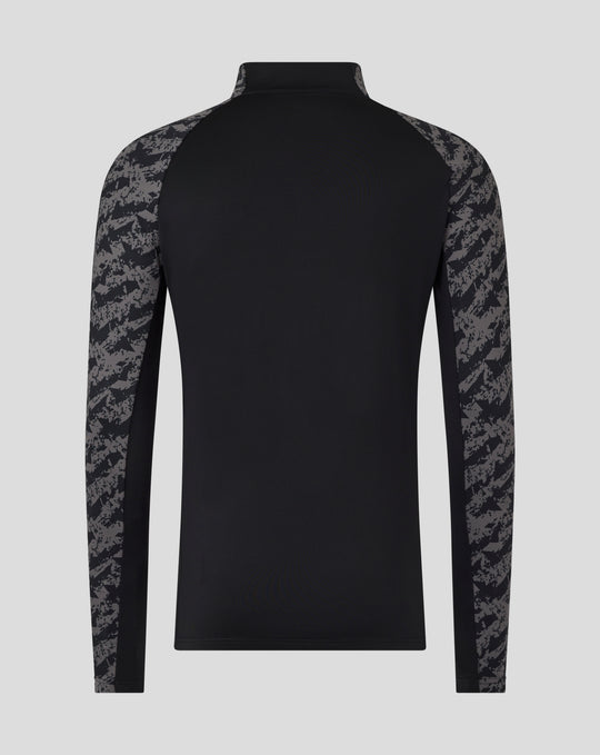 Back view of FC Utrecht training midlayer top in black with camo sleeves
