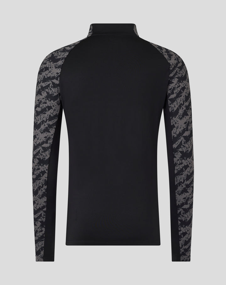 Back view of FC Utrecht training midlayer top in black with camo sleeves