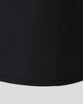 Close-up of black FC Utrecht training midlayer top fabric with quarter zip detail.