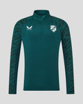 FC Utrecht training midlayer top in green with camo sleeves and crest on the left chest.