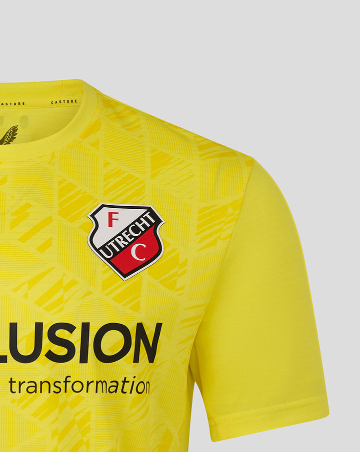 Yellow FC Utrecht keeper shirt with crest and geometric print
