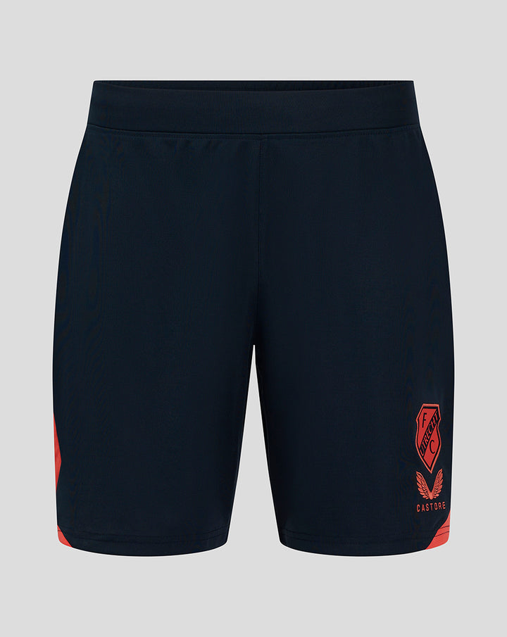 Navy FC Utrecht men's shorts with red side panel and crest on the right leg