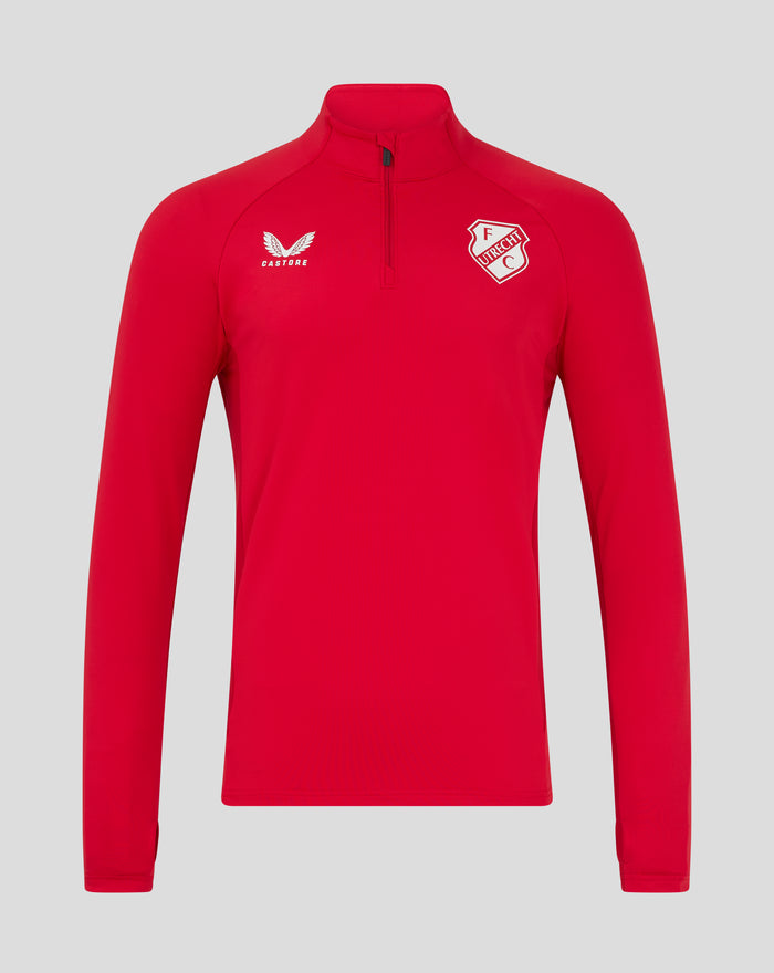 Red men's training top featuring FC Utrecht crest and Castore logo on chest