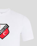 Close-up of crest on white FC Utrecht core logo t-shirt