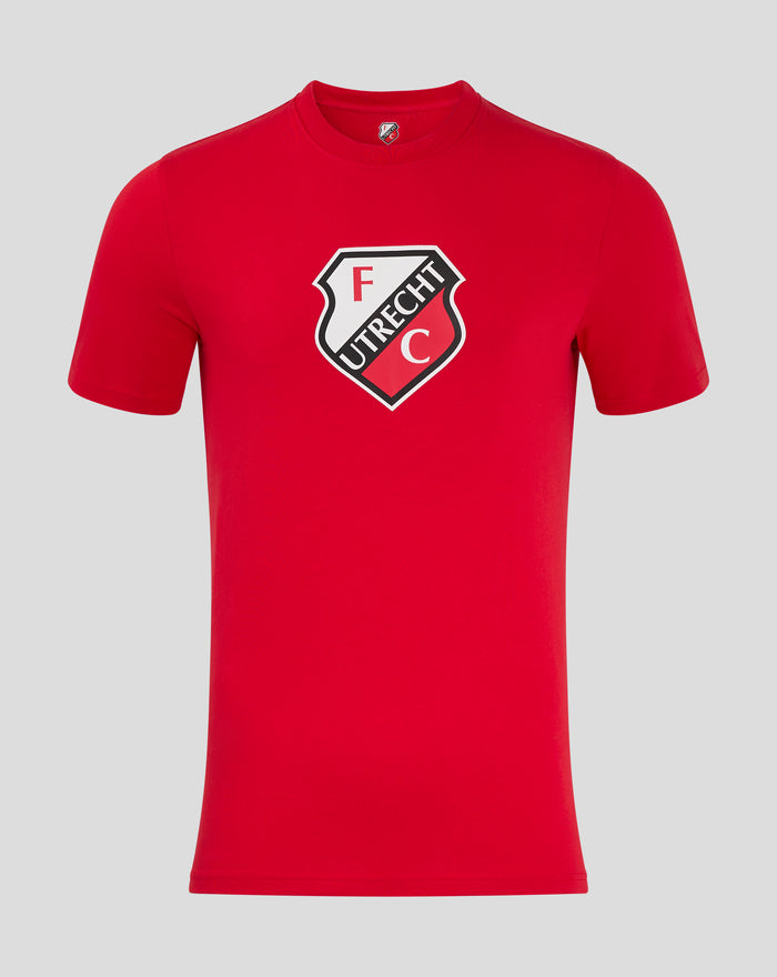 Red FC Utrecht Core logo T shirt for men featuring large crest on front