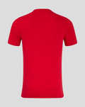 Back view of red FC Utrecht Core logo T shirt for men showing a plain back and neck tag