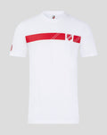 White FC Utrecht men's T shirt featuring a bold red chest stripe and crest logo.
