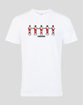 White FC Utrecht T shirt with foosball players graphic across the chest