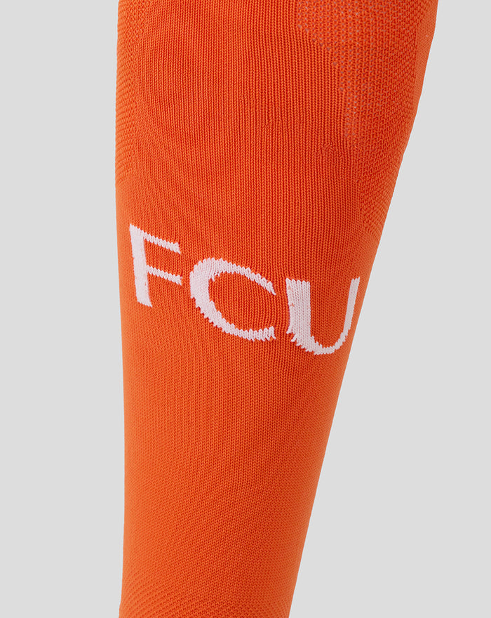 Bright orange adult goalkeeper sock with white FC Utrecht lettering