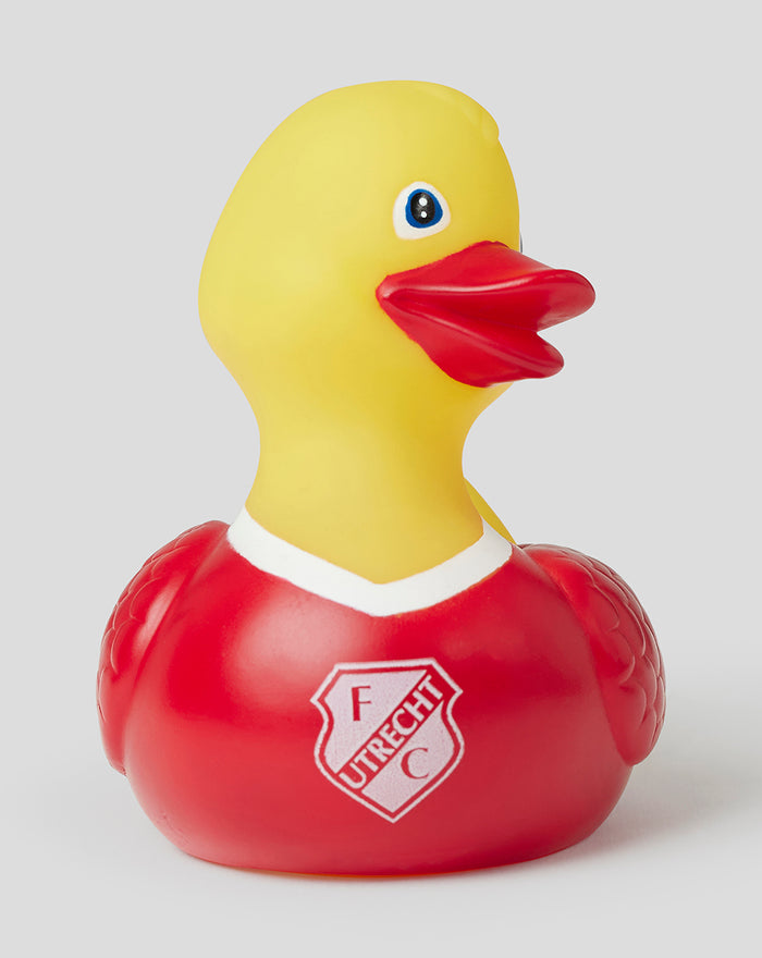 Rubber duck wearing FC Utrecht red jersey with crest