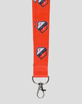Red FC Utrecht keycord with crest pattern and a metal lobster clasp