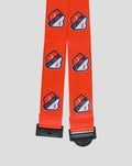 Two red FC Utrecht keycords with repeating crest logos and metal clips at the ends