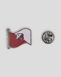 Metallic FC Utrecht flag badge pin featuring a red and white flag design and crest