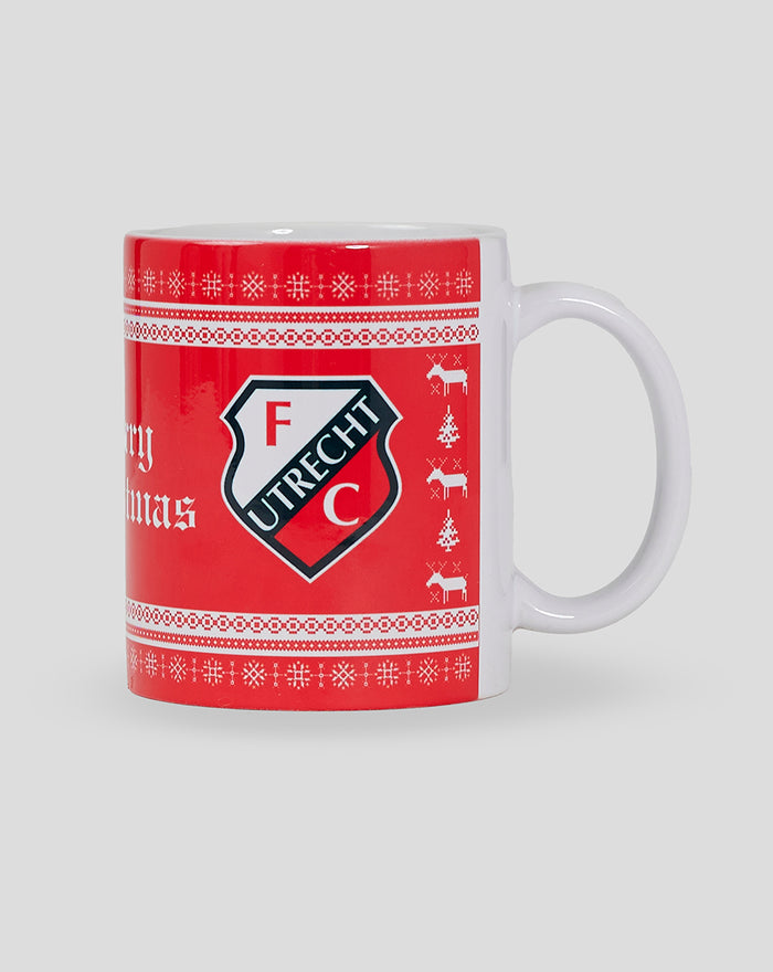 White mug with red festive wrap featuring the FC Utrecht crest.