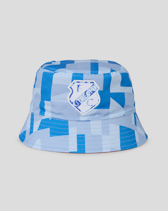 Blue patterned FC Utrecht bucket hat with stitched crest on front