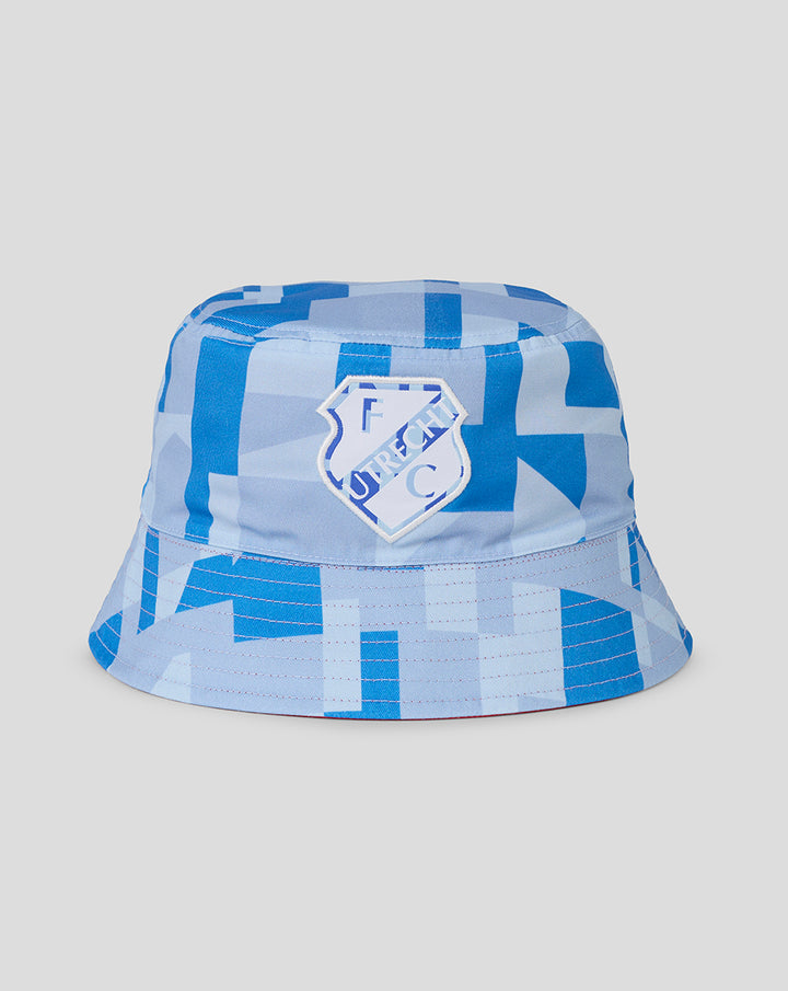 Blue patterned FC Utrecht bucket hat with stitched crest on front