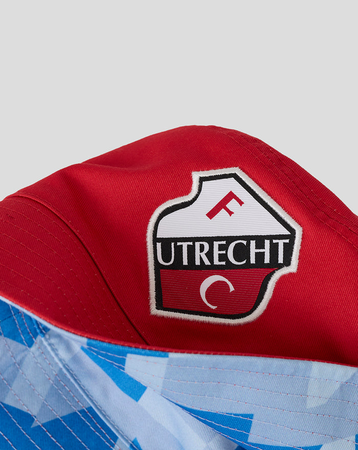 Red FC Utrecht bucket hat with embroidered crest patch on the front.