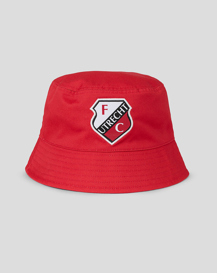 Red FC Utrecht bucket hat with embroidered crest on front