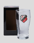 FC Utrecht Pint beer glass beside its black box with the club crest on the glass.