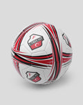 Soccer ball with FC Utrecht crest on white panels and red black striped graphics
