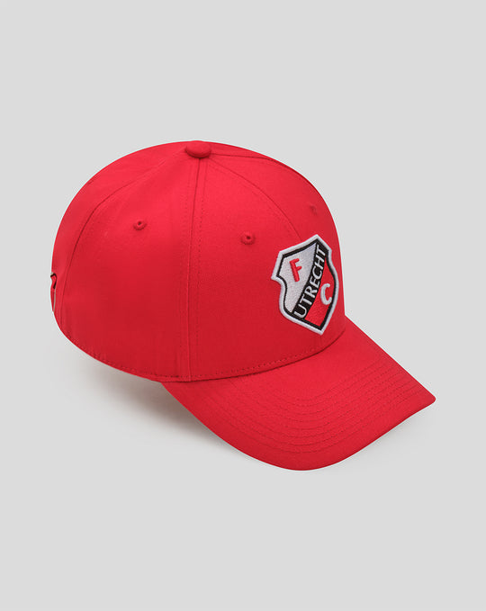Red FC Utrecht cap with embroidered shield crest on the front and an adjustable back strap.