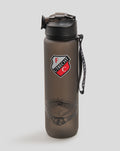 FC Utrecht 1000 ml brown flip cap water bottle with crest and attached strap
