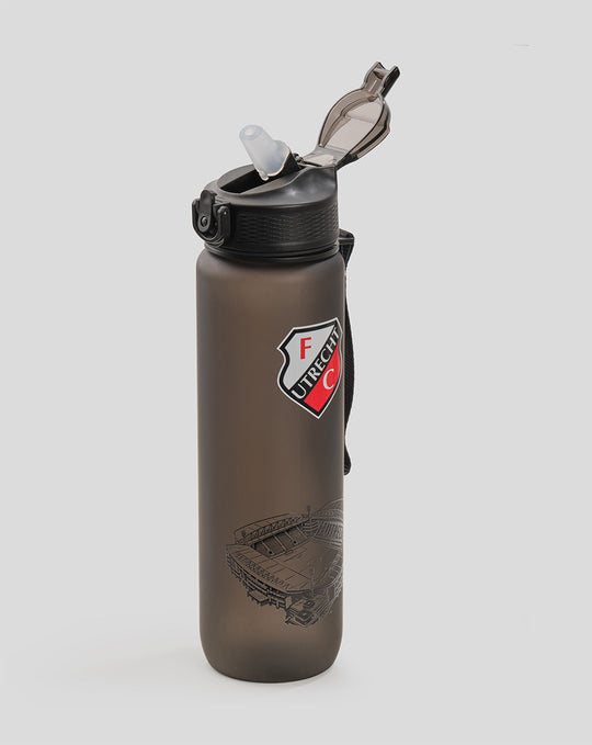 FC Utrecht 1000 ml bottle with flip top open crest on front and black strap